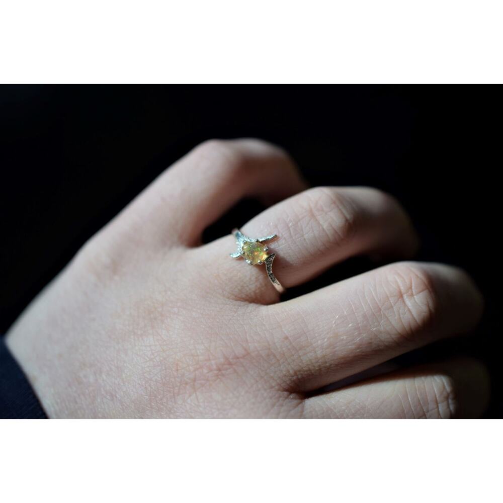 Raw Stone Opal Ring Rough Opal Engagement Ring Natural Opal Jewelry Single Stone